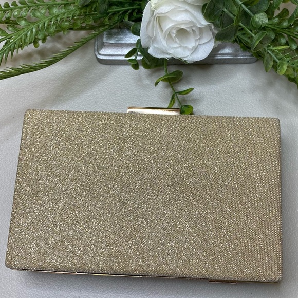 Brief Gerrit Box Clutch Purse Evening Bag Gold Chain - Picture 1 of 8